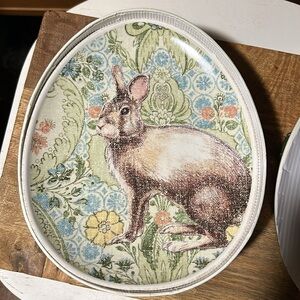 Pottery Barn Set of 4 Egg Shaped Bunny 🐰 Plates BNIB